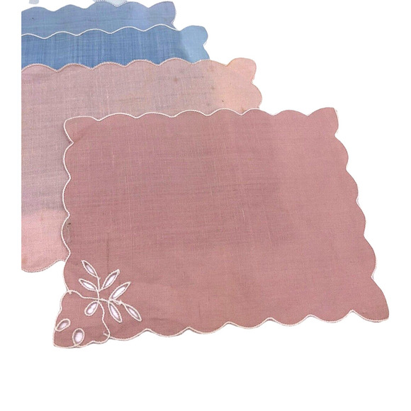 Vintage 1940s Handkerchiefs Lot Rainbow Pastel Lot Cut Out Womens Set 7 Hankies - Picture 4 of 10